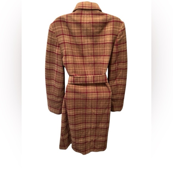 VTG J. Crew Plaid Clueless Preppy Wool Belted Trench Coat M Pockets Lined - Picture 5 of 12